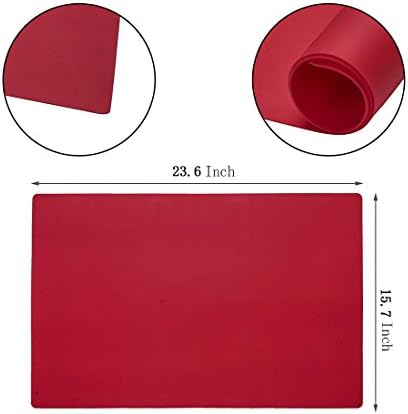 23.6'' by 15.7''Flexible Silicone Placemat Non Slip Waterproof Heat Resistant Dinner Table Red 1 PCS