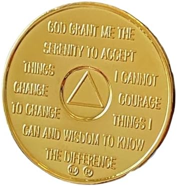 46 Year AA Medallion Glossy Gold Color Sobriety Chip