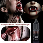 Go Ho Vampire Fangs Teeth with Adhesive and Fake Blood Makeup,Sticky Edible Blood,Black Lipstick,4 Pairs 4 Sizes Fangs,Vampire Makeup for Halloween Costumes Cosplay