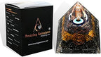 Amazing Gemstone Organite Orgone Pyramid Extra Large 95MM - Orgone Energy Pyramid with Evil Eye, Hematite, Tiger Eye,Black Obsidian Crystals&Healing Stone - Orgonite Pyramids Crystals&Positive Energy