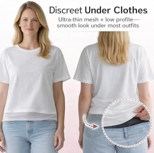 Ultra Breathable & Thin Back Brace for Lower Back Pain – Lightweight, Adjustable Back Brace Belt for Women and Men | Comfortable Lumbar Compression Brace for Sciatica, Scoliosis, Wear Under Clothing