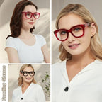 JiSoo Oversized Reading Glasses for Women Men, Stylish Designer Readers Women with Large Frame