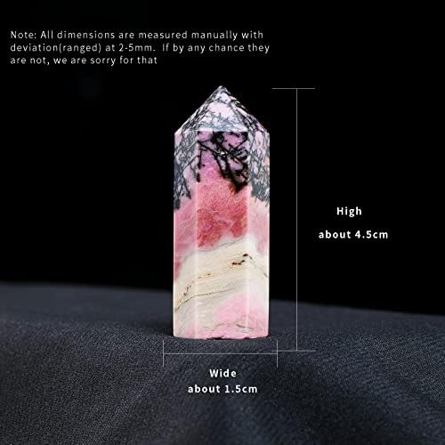Apengshi Rhodonite Natural Healing Crystal Tower 1.57-1.96in(4-5cm) Faceted Single Point Chakra Crystal Stone Meditation Home Decor Collection Gift