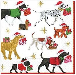 Entertaining with Caspari Christmas Delivery Cocktail Napkins, White