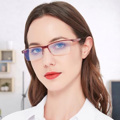 4 Packs Red Reading Glasses 1.0 for Women Multipack Blue Light Blocking Semi-rim Readers 1.00 1.50 2.00 2.50 3.00 3.50 4.00