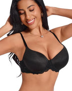 Push Up Bra Demi Smoothing Underwire T-Shirt Bras for Women Deep Plunge Lift Up Padded Add Cup