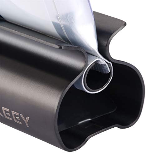 XYKEEY Toothpaste Tube Squeezer - Set of 2 Toothpaste Squeezer Rollers, Metal Toothpaste Tube Wringer Seat Holder Stand (Matt Black)