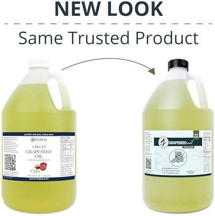 Zatural Grapeseed Oil Naturally Grown 100% Pure Cold Pressed Virgin High Tempurature Cooking Oil 128oz (1 Gallon)