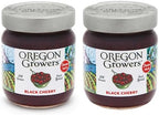 Oregon Growers Black Cherry Fruit Spread - Black Cherry Jam, Black Cherry Preserves, Cherry Jam Cherry Preserves, Organic Black Cherry Jam, Cherries, All Natural Ingredients - 12 Oz (Pack of 2)