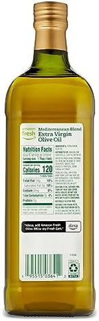 Amazon Fresh, Extra Virgin Olive Oil Mediterranean Blend, First Cold Extracted, 33.8 Oz