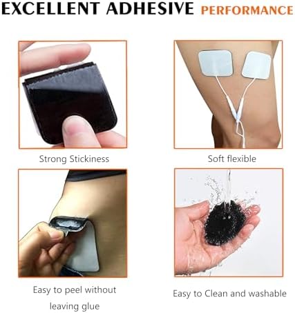 SM Electrodes 8 PCS Tens Unit Replacement Pads 2X2'', Latex Free Electrode Pads Compatible with TENS Machine Use 2mm Pin Connector Lead Wires