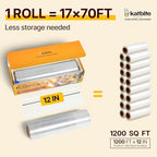 Katbite Plastic Wrap with Removable Slide Cutter, 12inch X 1200 Square Foot, Food Service Clear Film Roll, Thick Enough Stronger Durable Stretch for Daily & Comercial Use