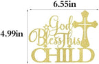 God Bless This Child Cake Topper,gold Glitter First Communion God Bless Cake Decorations,Baby Shower/Birthday/Christmas Party Decorations Supplies