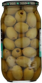 Tassos Green Pitted Mammoth Greek Olives (35.27oz) 1 Liter Jar
