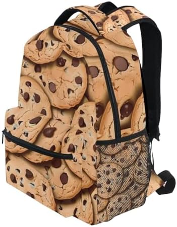 Chocolate Chip Cookies Pattern Backpack for Women Mens Girls Boys Teens, School Backpacks Students Laptop Bookbag Rucksack Casual Daypack for Hiking Traveling Camping Work