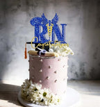 Congratulations RN Cake Topper, 2026 RN Graduation Decorations, Nursing School Survivor, Look at You Becoming A Nurse - Future Nurse Decorations Blue & Gold Glitter
