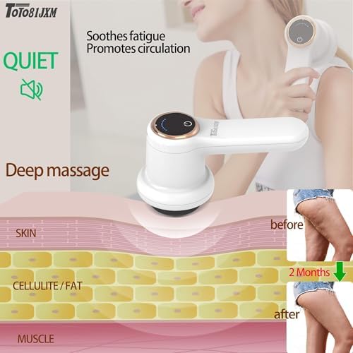 TOTO81JXM Electric Cellulite Massager – Body Sculpting Machine with 8 Massage Heads, Lymphatic Drainage & Skin Tightening for Belly Stomach Leg, Lipo Roller Massager After Surgery, Adjustable Speed.