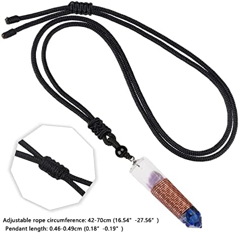 TUMBEELLUWA Adjustable Orgone Crystal Single Point Necklace for Unisex Hexagonal Quartz Chip Stones Orgonite Wand Pendant with Black Cord
