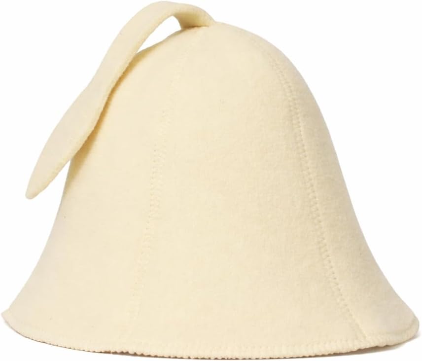 White Sauna Hat -100% Organic Wool Felt Hats for Russian Banya - Protect Your Head from Heat - English Sauna eBook Guide Included