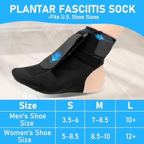 Plantar Fasciitis Night Splint, Supportive Foot Brace with Arch Cushion for Plantar Fasciitis, Achilles Tendonitis, Foot Drop & Heel Spur Pain Relief Day & Night(Large)