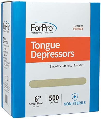 ForPro Professional Collection Senior Tongue Depressors, Large Wax Applicators, Wood Craft Sticks, 6" Senior Sized, Non-Sterile, 500-Count