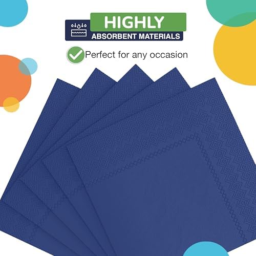 Party Solids Navy Paper Napkins Disposable Everyday 200 Pcs 2 Ply Navy Dinner Napkins Paper Everyday For Parties & Party Supplies