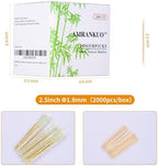 Bamboo Wooden Toothpicks With Individually Wrapped Package| 2000-Count Round Toothpicks| Good for Small Appetizer,Party,Cleaning Teeth,Cocktail Picks, BBQ, Craft.