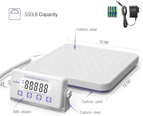 Medical Scale, 440LBS Heavy Duty Scale for Body Weigh, Wrestling, Hospitale, Multifunction Button, LCD Display, with Manual and Adapter