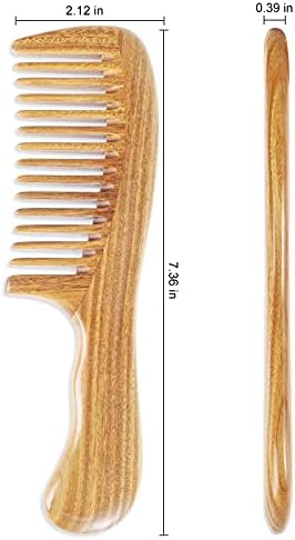 Onedor Handmade 100% Natural Green Sandalwood Hair Combs - Anti-Static Sandalwood Scent Natural Hair Detangler Wooden Comb (Wide Tooth)