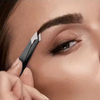1pcs Black Precision Slanted Stainless Steel Tweezer for Eyebrows, Facial Hair, and Ingrown Hair