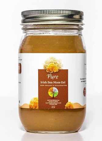 Organic & Pure Golden Sea Moss Gel from Saint Lucia16oz - USDA Certified Organic & Made in The USA - All Natural & Wildcrafted Seamoss Gel - Daily Multi-Vitamin