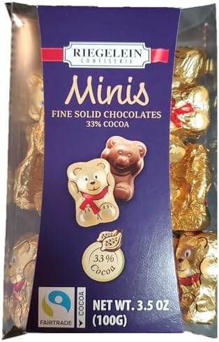 Riegelein Mini Solid Gold Bears 33% Milk Chocolate Holiday Stocking Stuffer 3.5 oz
