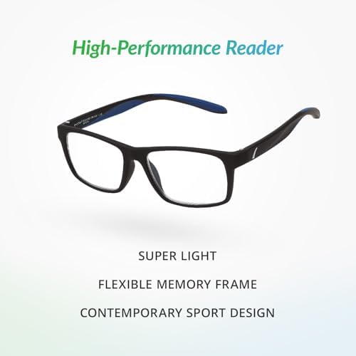 SPORTEX SAV Men's AR4163 Reading Glasses - Flexible, Durable, Lightweight, High-Performance Readers For Men
