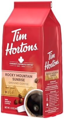 Tim Hortons 12oz Ground Bag, Light Roast Rocky Mountain Sunrise 100% Arabica Coffee