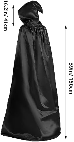 hoyuwak Cloak with Hood Halloween Wizard Hooded Cape Full Length Robe for Women Men Role Play Costume Dress-Up