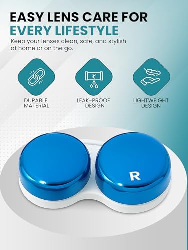 SPORTS WORLD VISION 3pcs OptiCool Contact Lens Cases - Metallic Design Contact Lenses Case Box - Cute Screw Top Contact Solution Holder Same Style Per Order