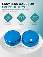 SPORTS WORLD VISION 3pcs OptiCool Contact Lens Cases - Metallic Design Contact Lenses Case Box - Cute Screw Top Contact Solution Holder Same Style Per Order