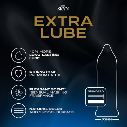 SKYN Elite Extra Lube Condoms – 12 Count – Ultra-Thin, Lubricated Latex-Free Condoms with Extra-Silky Lubricant