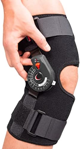 Rally ROM Hinged Knee Brace – Adjustable Compression Knee Support w/Removable ROM Hinges & Drop-Lock Flexion Control – Breathable Wraparound Fit With Anti-Migration Design (Medium- Short)