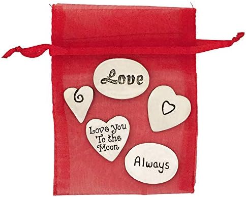 Basic Spirit Hearts Pewter Pocket Charm Token Coin Set of 5 Organza Bag Love Anniversary