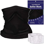 Reusable Neck Gaiter with Filter Insert, Fashionable Cooling Face Covering Bandanas for Men/Women
