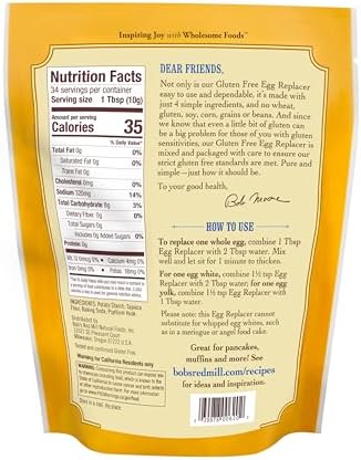 Bob's Red Mill Gluten Free Egg Replacer, 12oz (Pack of 5) - Non GMO, Vegan, Paleo Friendly, Equals 34 Eggs/Bag, Kosher