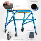 2-Wheel Compact Folding Walking Aid - Aluminum Height Adjustable, 220 lbs Weight Capacity for Kids & Petite Adults