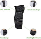 Extra Long Elastic Knee Wrap Compression Bandage Brace Support for Legs, Plantar Fasciitis, Stabilising Ligaments, Joint Pain, Squat, Basketball, Running, Tennis, Soccer, Football, Volleyball (Black)