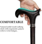 Wooden Walking Stick Cane for Men, Women, & Seniors Handmade Crutches for Adults Single Point Rubber Tip Pimp Canes for Balance & Stability, Ergonomic