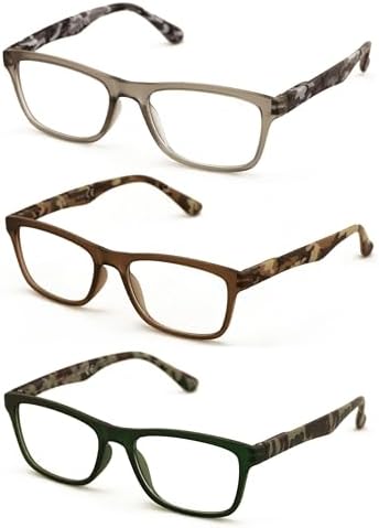 V.W.E. 3 Pairs Comfortable Simple Reading Glasses - Clear Lens Readers - Spring Hinge