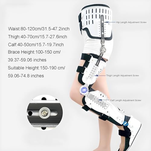 Comfortable Knee Joint Rehabilitation Training Device Full Leg Brace, Adjustable Knee-Ankle-Foot Orthosis for Leg Knee Injury/Hip Thigh Femoral Fracture