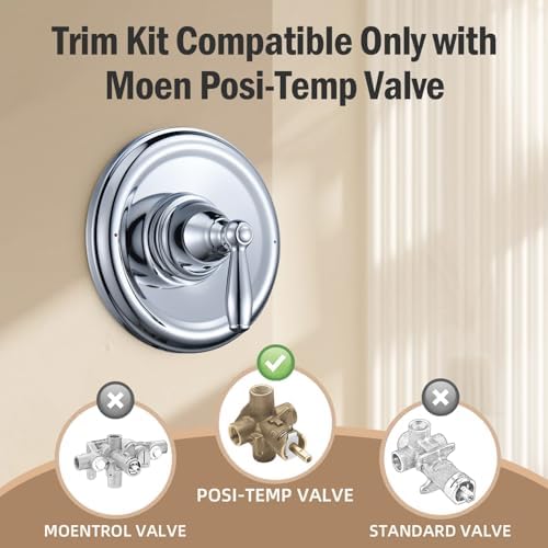 Replacement for Moen T2151 Brantford Posi-Temp Valve Trim Kit, Pressure Balancing Tub and Shower Lever Handle，Chrome