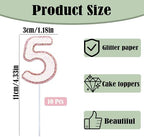 10 Pcs Number 5 Cupcake Toppers Pink Glitter Cupcake Decoration for Number 5 Birthday Party Cupcake Decor Supplies