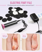 DERMAWAVE Electric Callus Remover for Feet with 60 Sandpaper Discs, Adjustable Speed Professional Foot File Electric Heel Grinder Sander Pedicure Tool for Men & Women